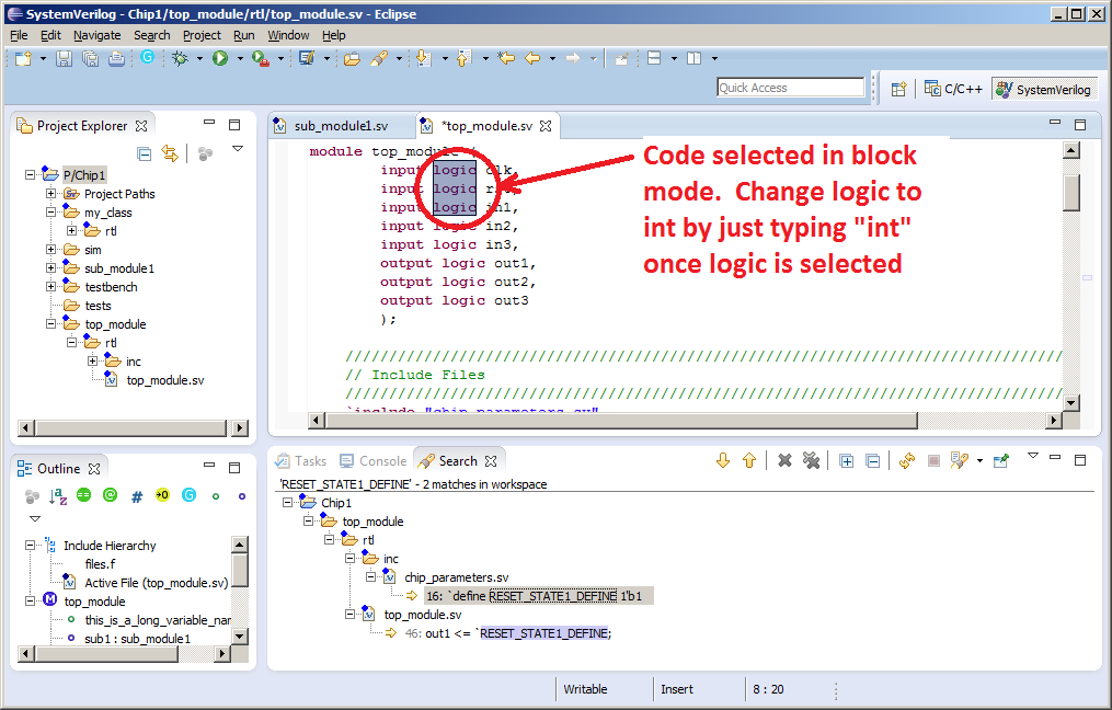 Example of Block Selection