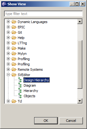 Open Design Hierarchy View