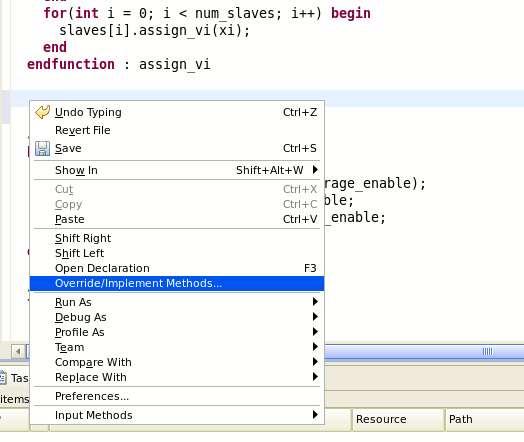 Opening the Override Methods Dialog